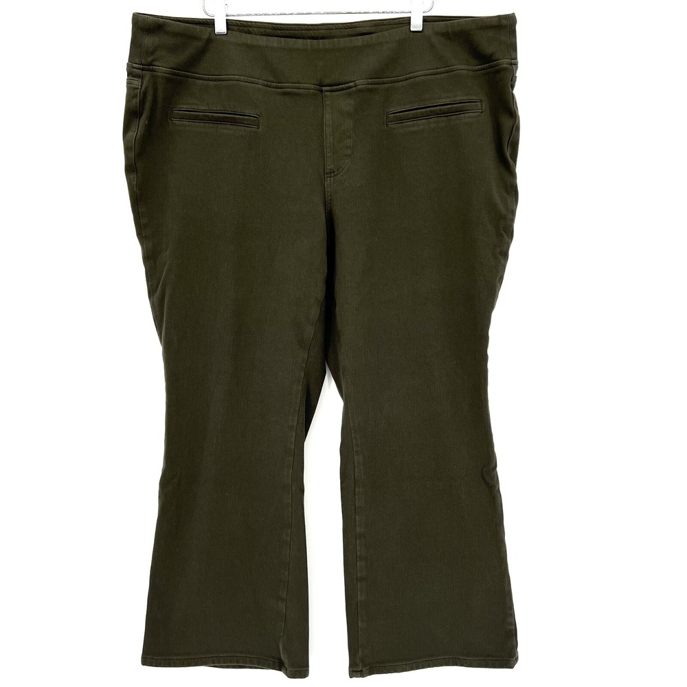 Belle Kim Gravel Petite 26WP Flexibelle Faux Welt Pkt Boot Cut Jean Green Pants